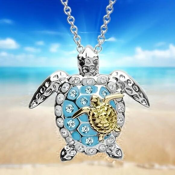 💣Stunning Sea Turtles Pendant Necklace Creative Jewelry Gift | Golden Baby - Picture 10 of 11